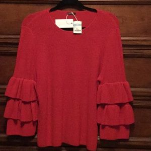 J.McLaughlin.  VIRGO 3/4 SLV CREW NK RUFFLE SLV PO